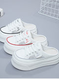 Mesh Breathable Casual Half-sole White Shoes