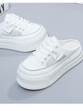 Mesh Breathable Casual Half-sole White Shoes