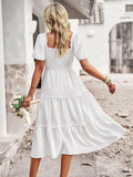 Square Neck White Long Summer Dress