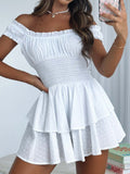 Sweet White Off The Shoulder A Line Short Graduation Dress