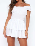 Sweet White Off The Shoulder A Line Short Graduation Dress