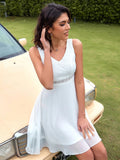 White Lace Chiffon A Line Short Graduation Party Dress