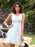 White Lace Chiffon A Line Short Graduation Party Dress