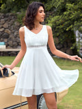 White Lace Chiffon A Line Short Graduation Party Dress