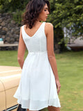 White Lace Chiffon A Line Short Graduation Party Dress