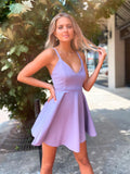 Blue A-Line Short Mini Simple Homecoming Dress