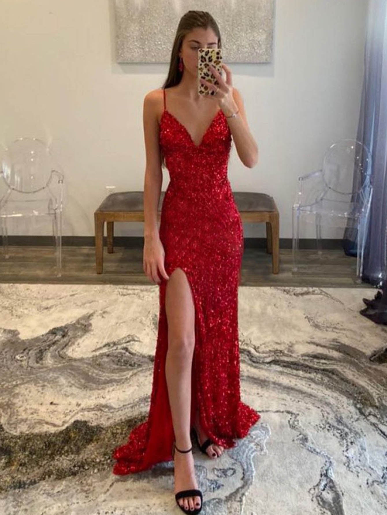 Red bodycon clearance prom dress